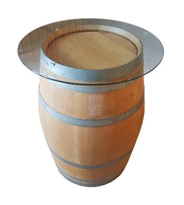 Table Haute tonneau Chêne Avec Plateau Verre – Image 2