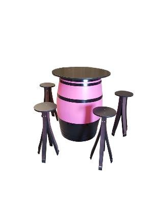 Table Tonneau + 4 Tabourets douelles de barrique