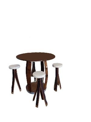 Ensemble Repas Tonneau + 4 Tabourets avec coussins