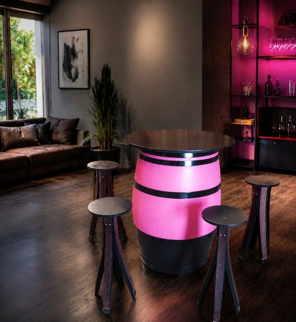 tonneau table + 4 tabourets