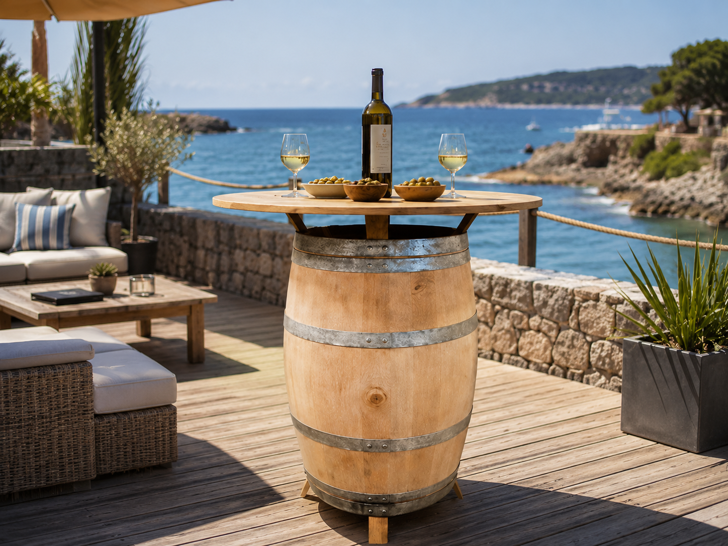 table haute mange debout barrique