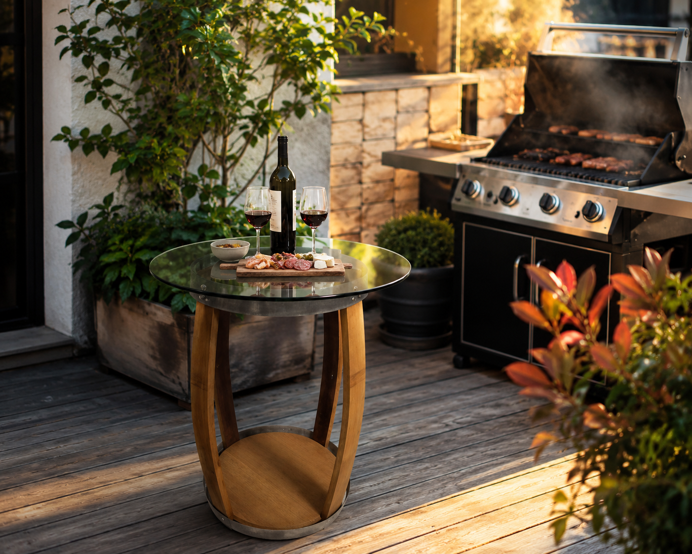 Tonneau Mange Debout Plateau Verre Rond