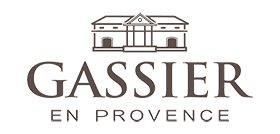 Logo de Gassier en Provence avec une illustration de maison et le texte en brun.