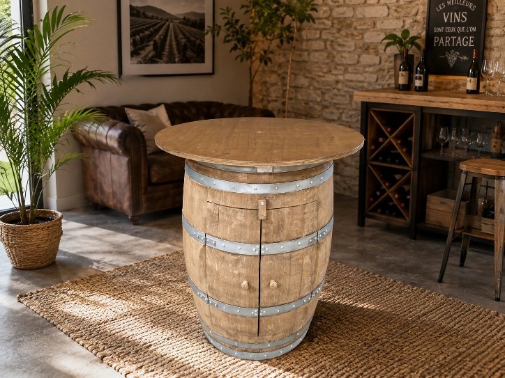 Bar Barrique Table tonneau Rustique