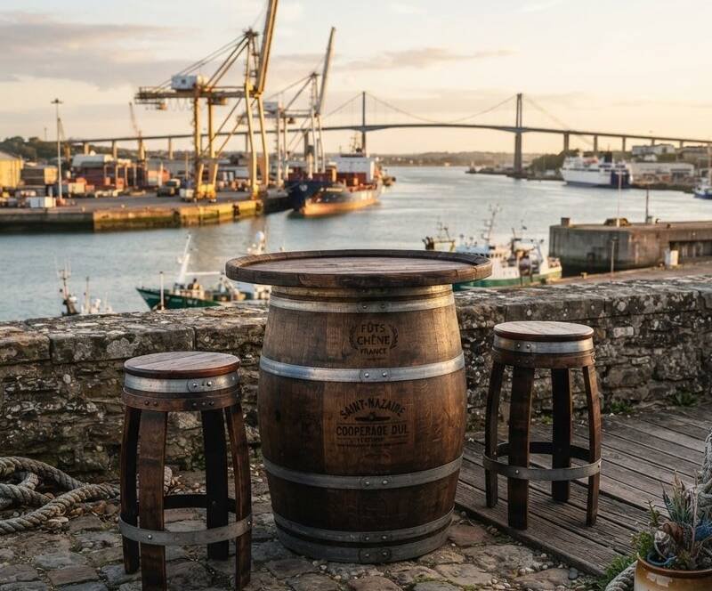 Meuble en barrique à Saint-Nazaire — chêne vinifié
