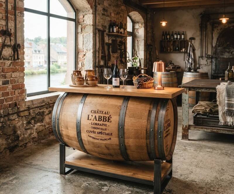 Meuble en barrique à Thionville — chêne vinifié