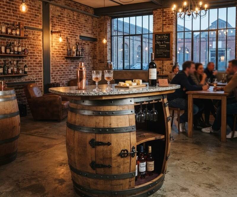 Meuble en barrique à Tourcoing — chêne vinifié