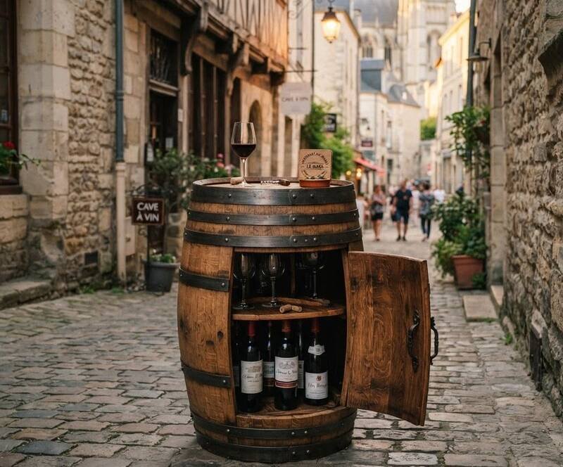 Meuble en barrique au Mans — chêne vinifié