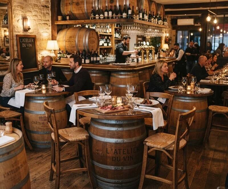 Meuble en barrique pour restaurant — chêne vinifié professionnel